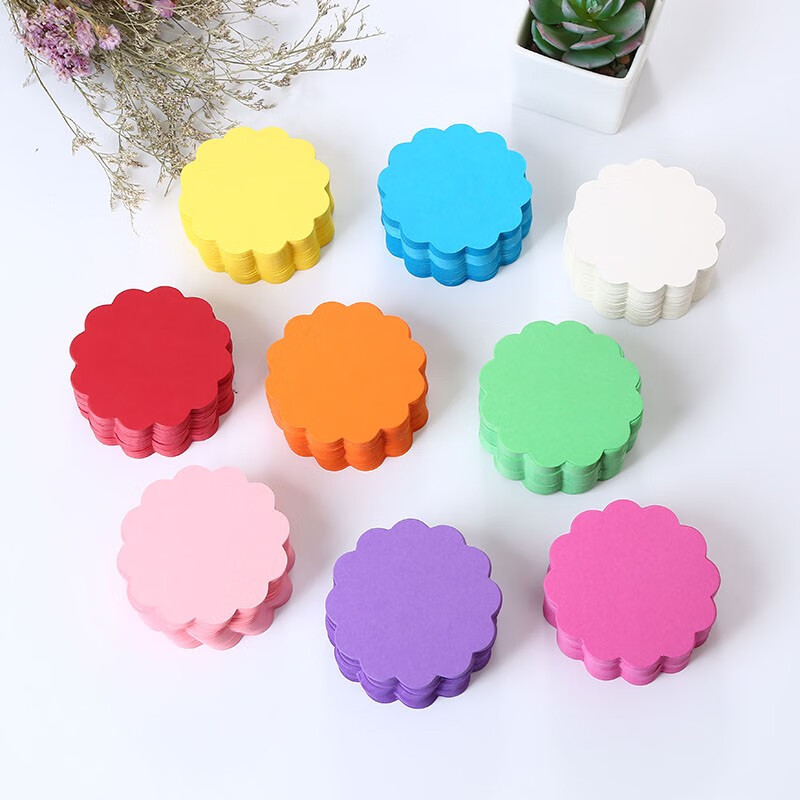 花边形状圆形空白迷你小卡片彩色贺卡diy祝福星星手写留言记忆墙贴 深