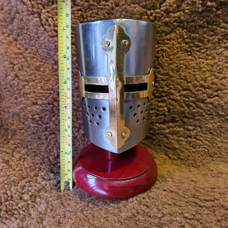 中世纪十字军头盔 -现货-迷你摆件欧洲中世纪十字军头盔 微型桶盔模型