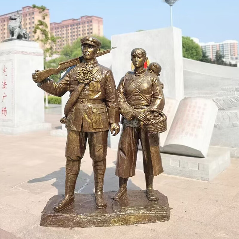 菲霓丝缘红军的人物玻璃钢雕塑定制浮雕铸铜人物仿铜人物雕户外红色