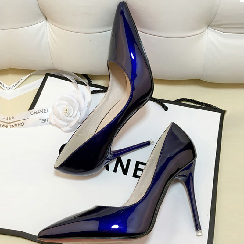 路林狼高跟鞋刺激感超高高跟鞋便宜亮皮韩版新款尖头细跟浅口单鞋女