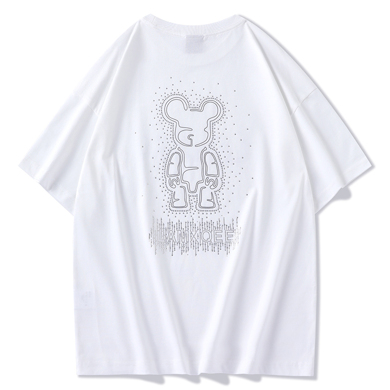 天龙致尊denon supreme短袖t恤男女潮牌联名烫钻字母oversize宽松大码