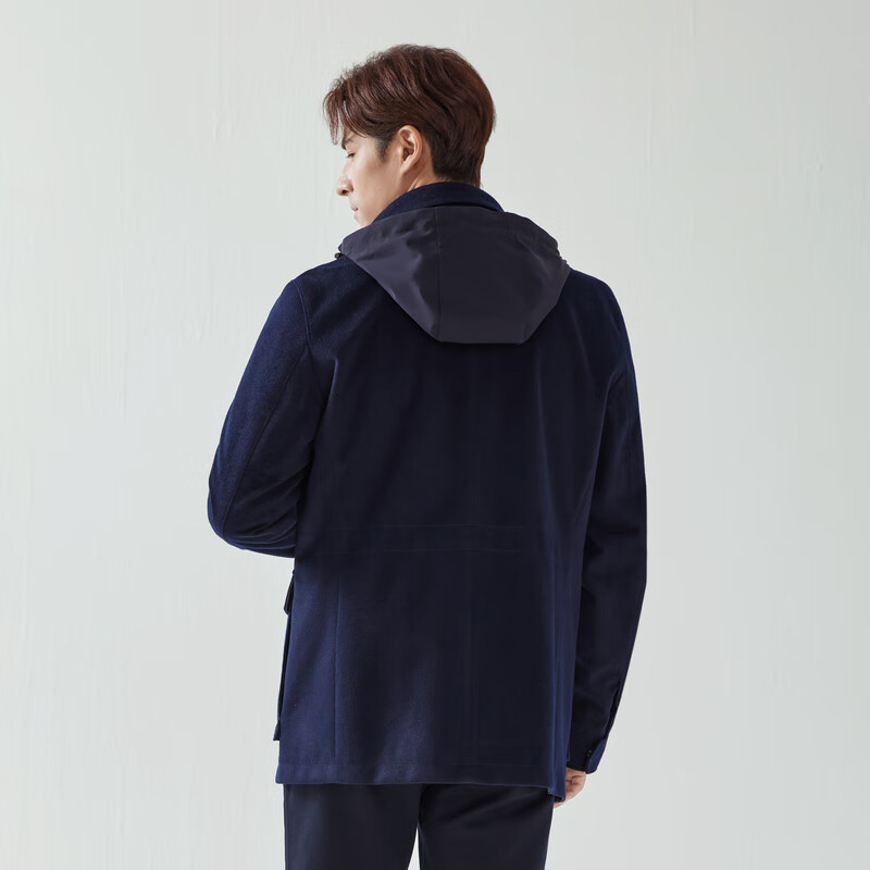 MAYOR男装藏青100%绵羊毛连帽单茄克MJJK47702F6A 藏青 M (170/92A)