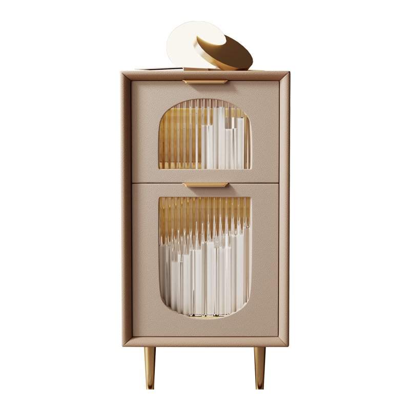 优凡木品 床头柜 现代轻奢诧寂风小床头柜窄迷你小型玻璃皮质床边柜ins风 侘寂风床头柜