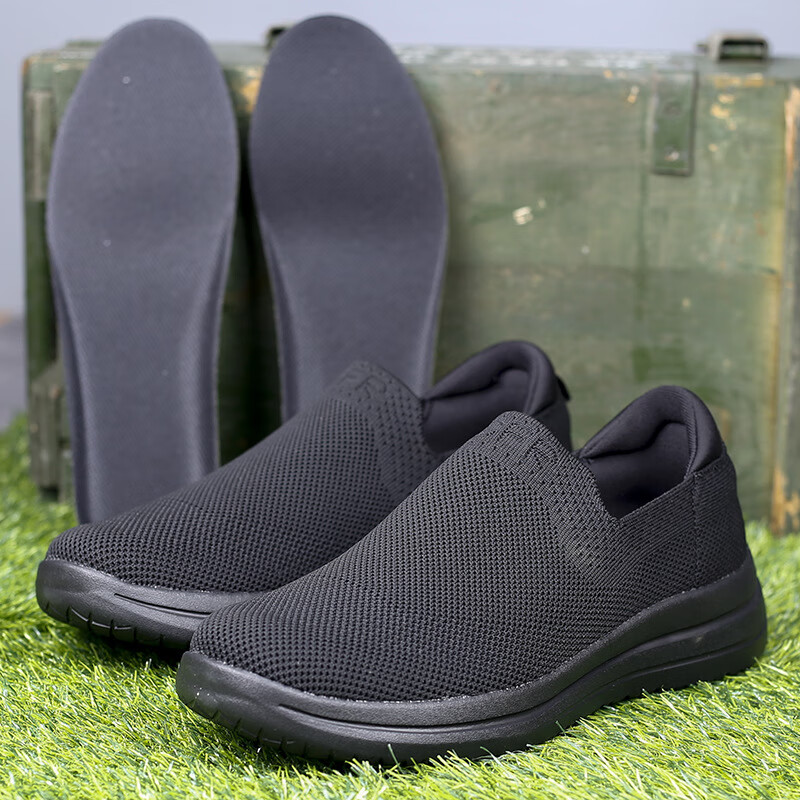 谋福 19式消防一脚蹬布鞋 透气减震超轻便捷布鞋 黑色 44