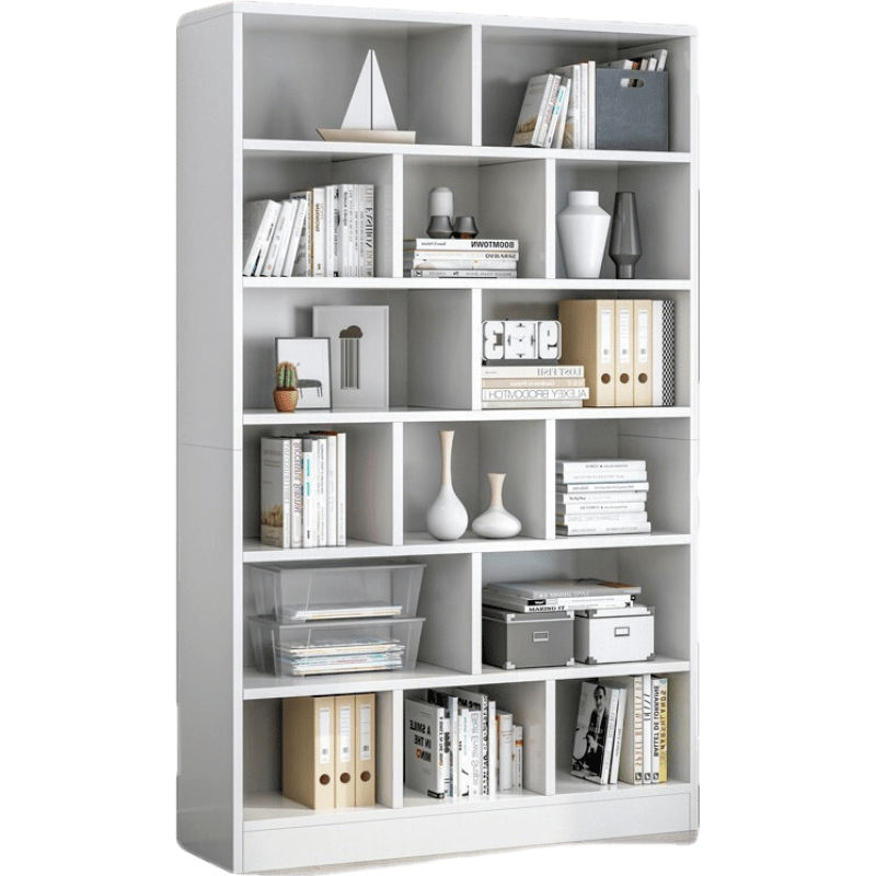 全品屋 书架落地简易书柜组合柜办公室书架柜子靠墙书架组合储物柜客厅收纳柜大容量多层置物架 【十五格款】80*24*180cm暖白色