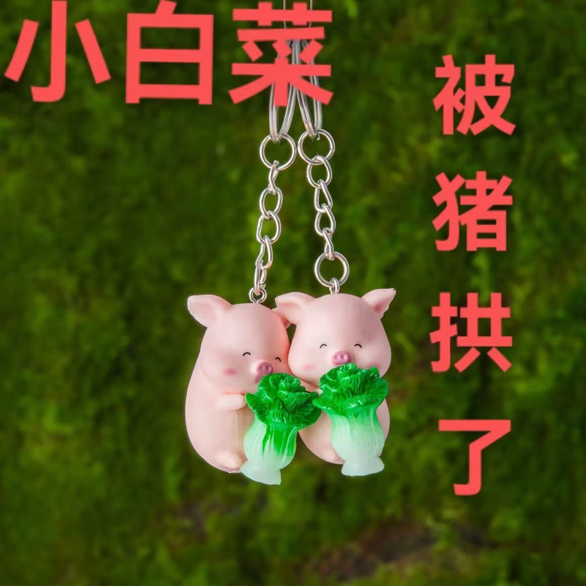 婕茵桐猪拱白菜钥匙扣情款侣钥小白菜被猪拱超可爱 1个猪猪(单思)