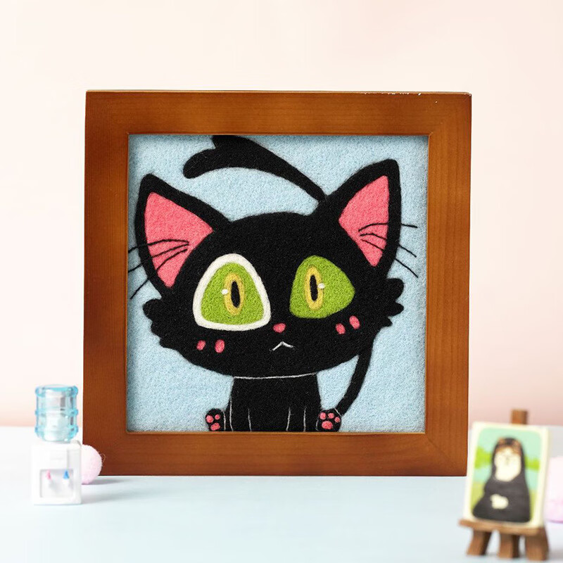 戳戳乐材料包相框名画圣诞节礼品手工diy卡通兔子摆件 相框乌云啸铁