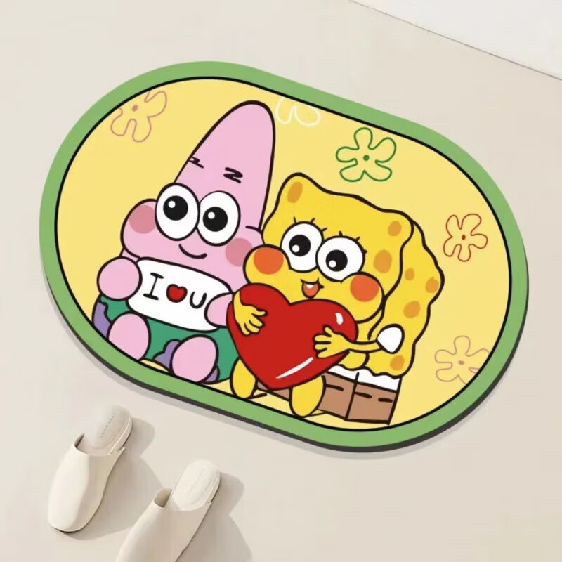 海绵宝宝浴室硅藻泥地垫卡通可爱卫 爱心海绵 40*60cm(硅藻泥)
