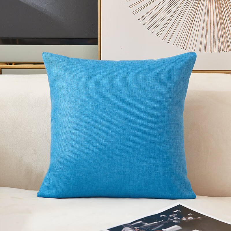 纯色沙发靠枕客厅床头靠背垫抱枕套不含芯 天蓝色 40x40cm单独套加厚