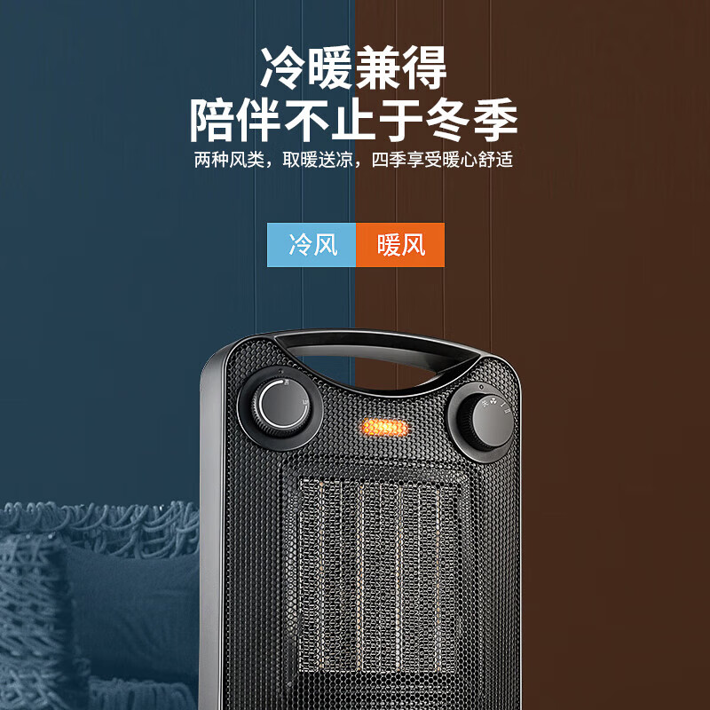 先锋 SINGFUN取暖器DNF-N2 家用暖风机 秋冬换季小型办公室 母婴居浴两用恒温省电防倾倒电暖气 DQ1706【摇头 冷暖PTC发热】 黑色