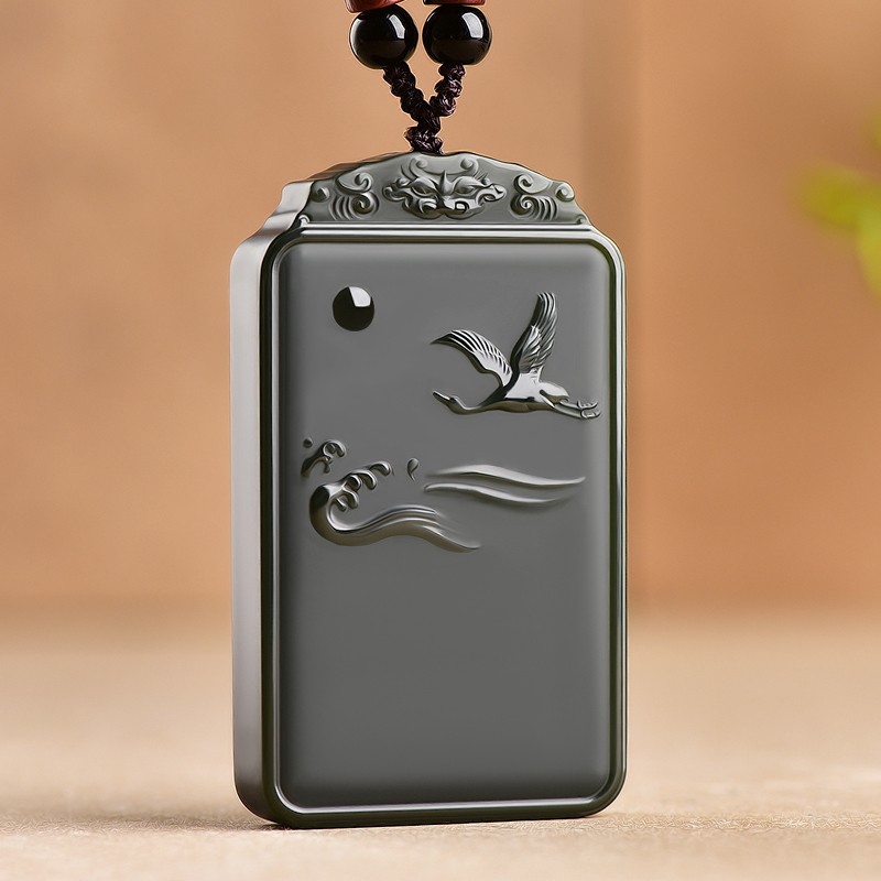 沃韵 和田玉吊坠男指日高升玉牌塔青一细料挂件女玉佩牌子玉坠平安牌