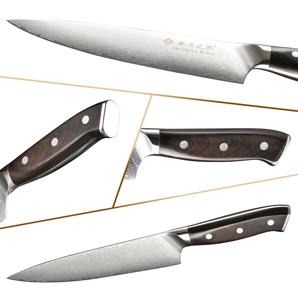 南方兄弟大马士革钢菜刀vg10厨师刀三德刀女士专用锻打料理切肉刀锋利厨刀 悦选厨师刀(配刀鞘)