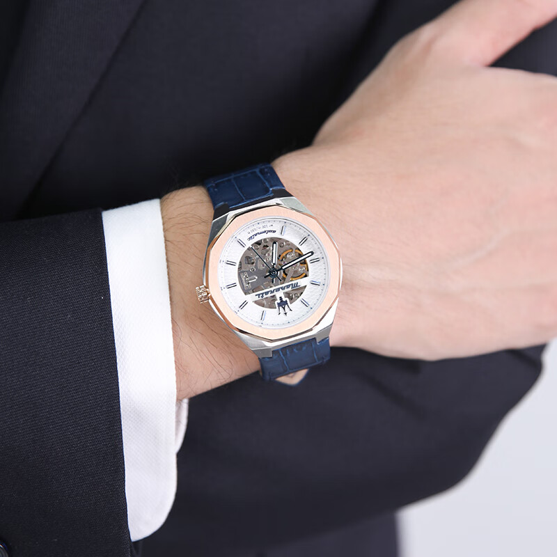 玛莎拉蒂（MASERATI）手表男全自动机械表镂空透视轻奢潮流时尚多功能男表送男友礼物 热卖-时尚镂空机械表 R8821142001