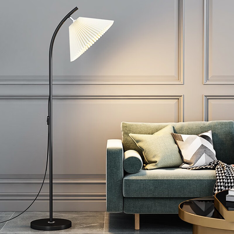 遇上佳人 LED落地灯客厅卧室百褶ins风创意灯氛围灯轻奢书房沙发灯床头灯 百褶ins风落地灯【7瓦三色】