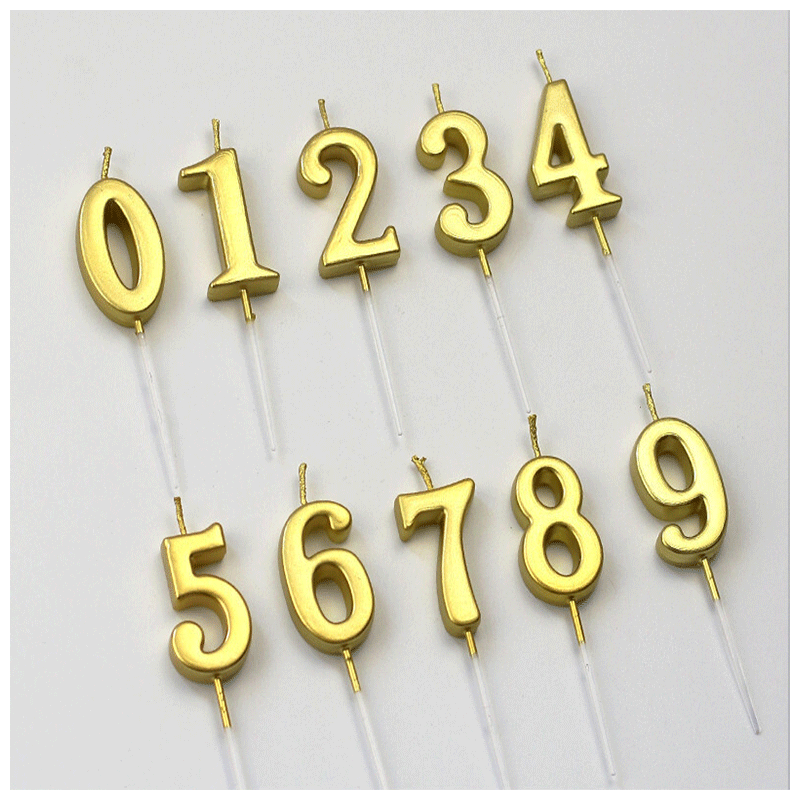 金色数字蜡烛精品宝宝生日蛋糕蜡烛0-9无烟大号pvc盒装蜡烛 中号金色