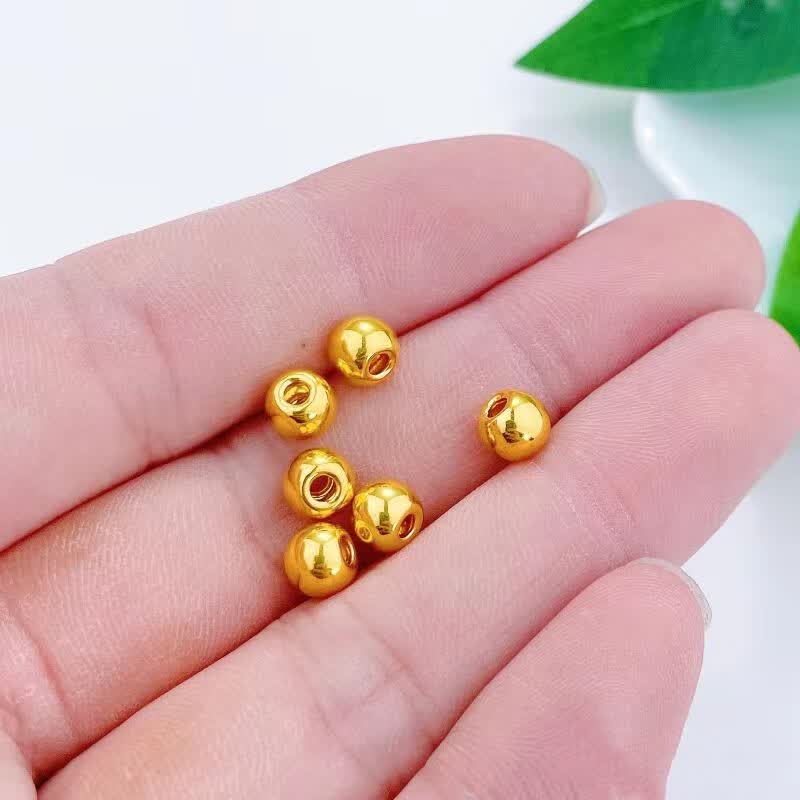咏者金珠足金999转运珠小金珠黄金手链女路路通散珠DIY配件小金豆 5mm金珠亮面约0.06g支持多退少补