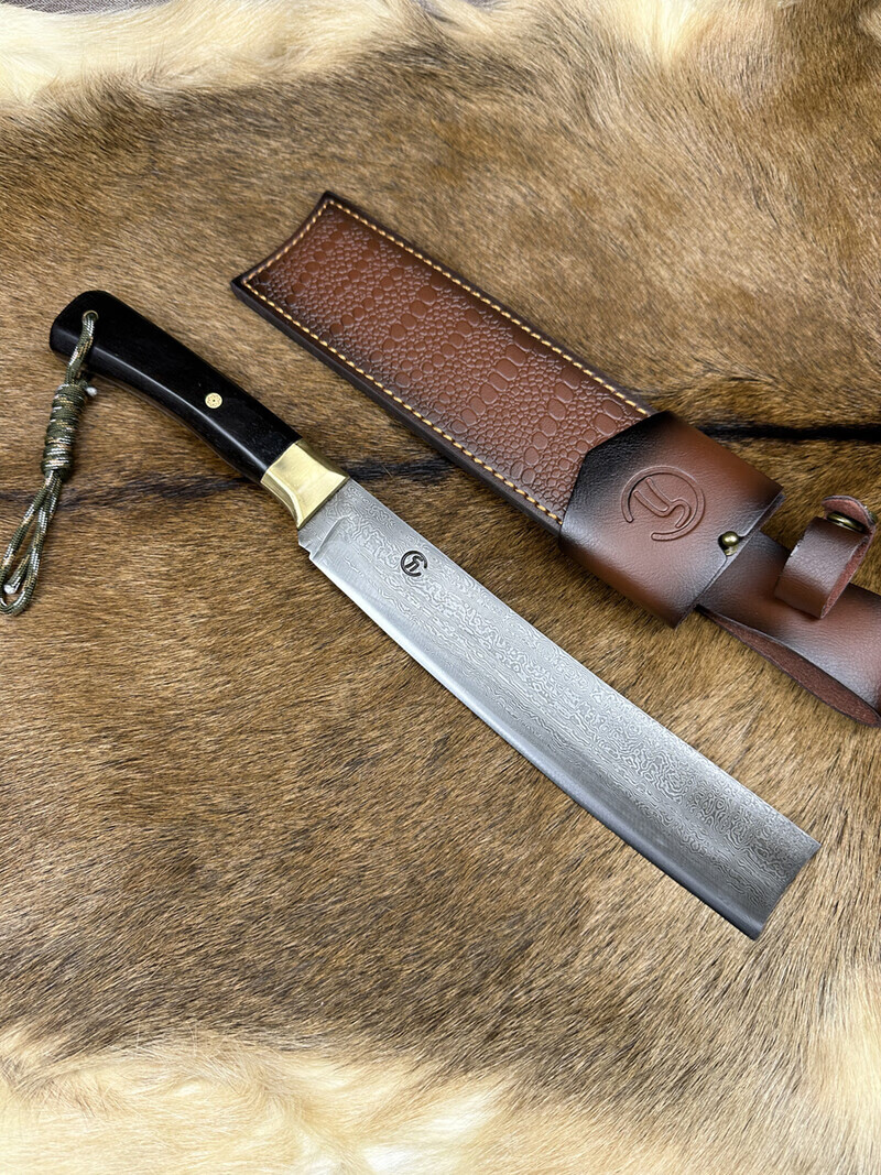 龙虎刀剑户撒小柴刀手工锻打砍柴户外特殊百炼花纹钢一体柴刀农用劈柴