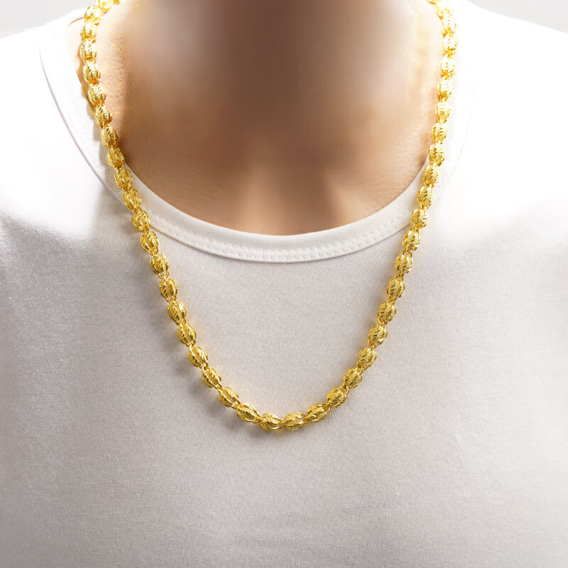 项链男款包金8mm粗男士链子越南沙金不掉色圆珠链男士项链粗链 60cm长