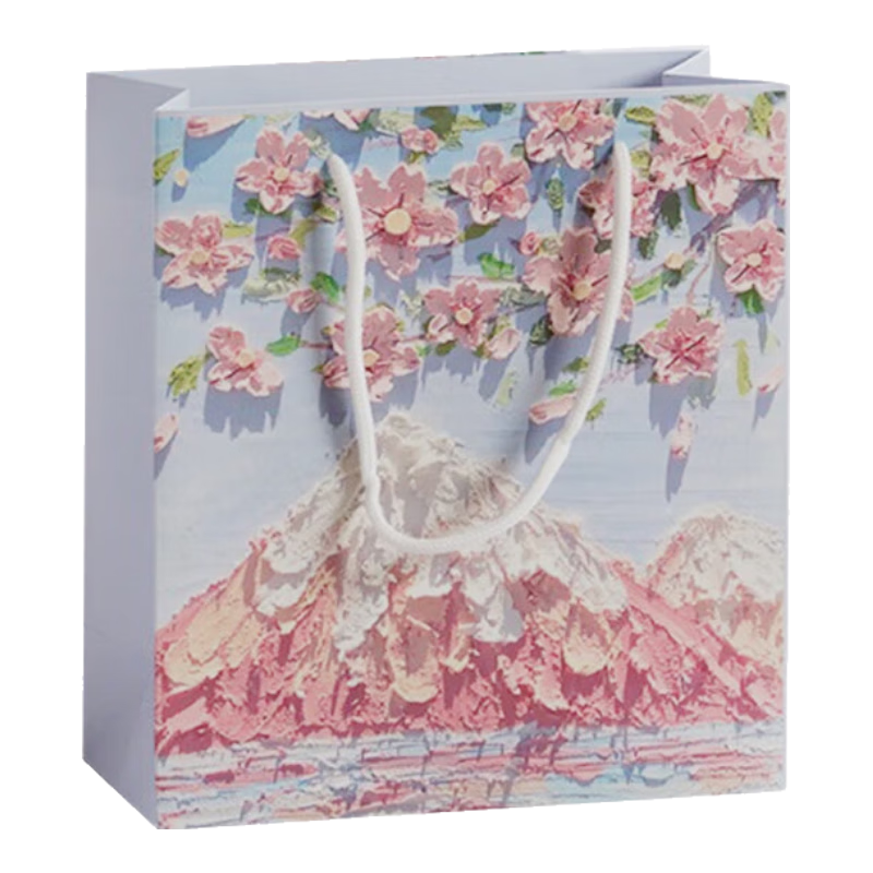呂姆克禮物袋大號(hào)禮品袋立體感油畫風(fēng)高級(jí)感手提袋子 富士山下2個(gè)裝8433