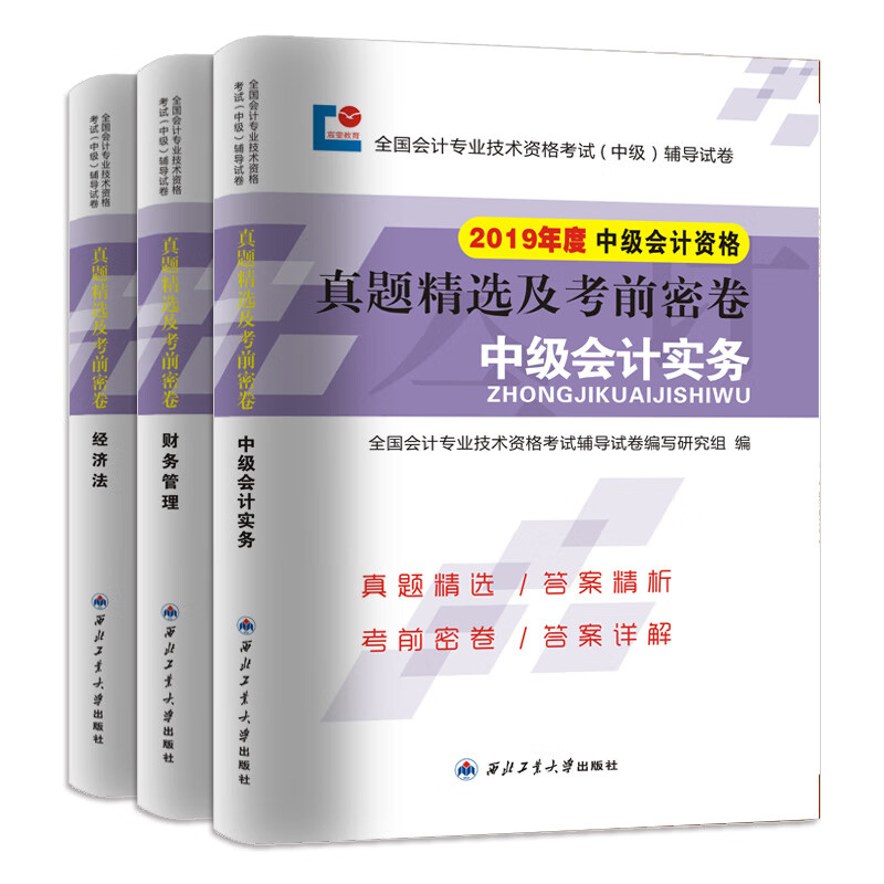 备考2020中级会计职称2019试卷：财务管理+会计实务+经济法（套装共3册）