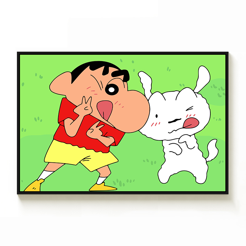 蜡笔小新数字油画蜡笔小新家福 儿童手绘卡通填色数字油画diy手工油彩