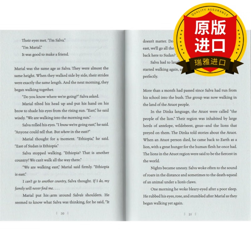 漫漫求水路 英文原版小说 a long walk to water 青少年历史虚构小说