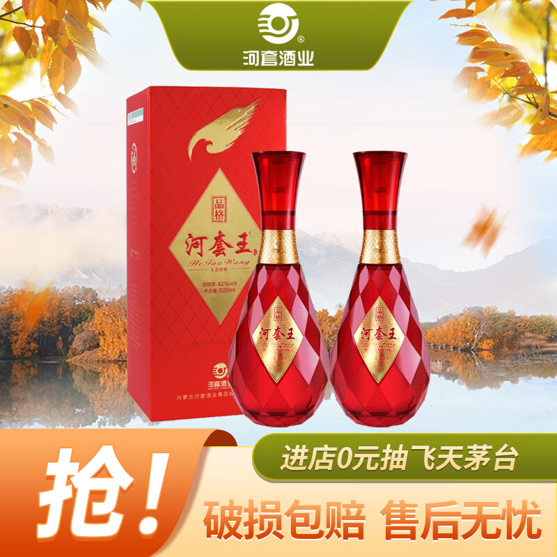 淡雅 浓香型超市白酒 口粮自饮 500ml*2瓶 双支装 42度 河套王品格