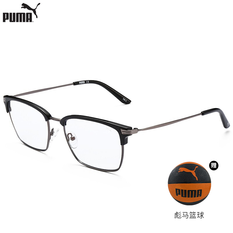 彪马(PUMA)眼镜框男 篮球套装 黑色镜框 眼镜 赠防蓝光平光镜片PE0089S 001 54mm
