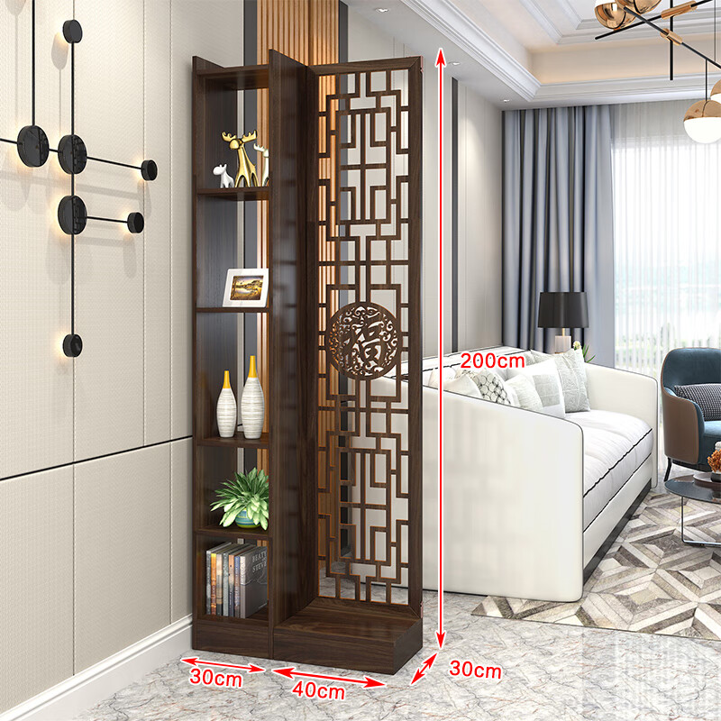 盎梓门口屏风新中式客厅屏风隔断装饰家用双面门厅入户进门实木玄关柜