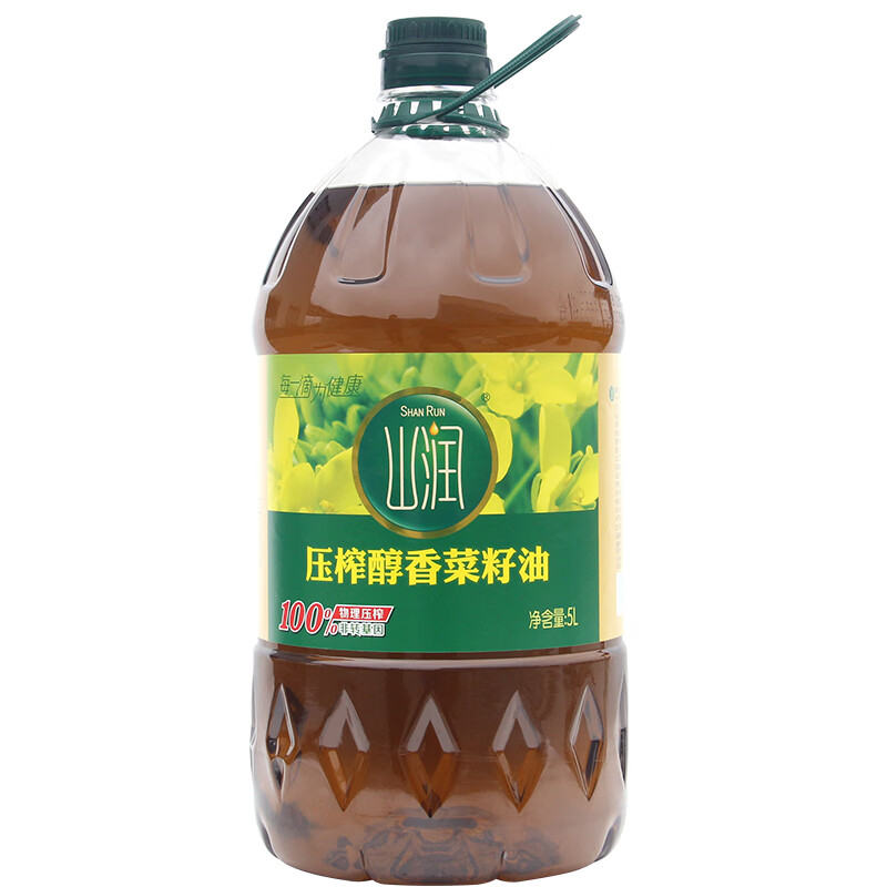 山润压榨醇香菜籽油5L浓香湖南菜油非转基因物理压榨食用油9.2 斤