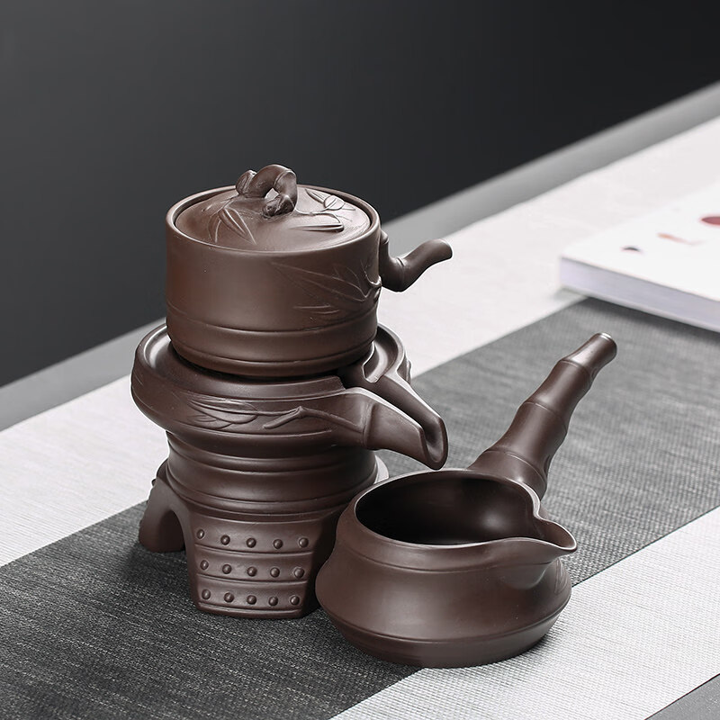 茶具一套简易茶具紫砂懒人功夫茶具套装家用简 石来运转泡茶器 公道杯