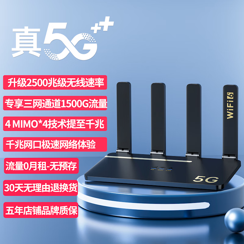 椰贝2024随身wifi5g无线路由器无限流量5gcpe全网通流量免插卡家用千兆网口wifi6无线宽带不拉网线便携 【免拉宽带】真5G网无线路由器