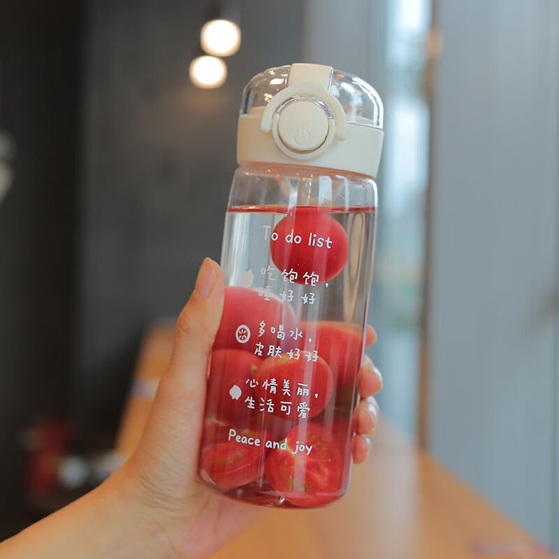 水杯女吸管杯子夏季简约便携学生儿童可爱夏天水杯男女 400ml-吃饱饱