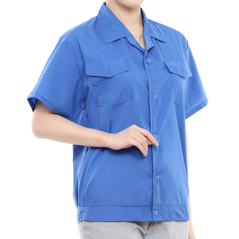 汽修厂建筑工地车间生产平整下摆穿着方便透气耐磨加扣上兜工作服汽修