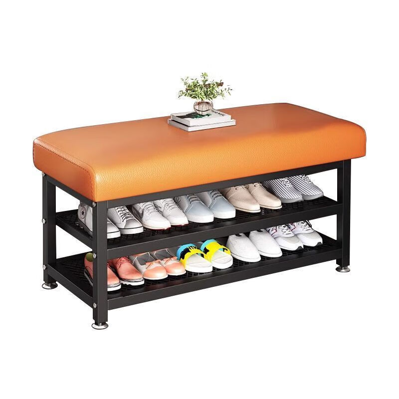 朵貌德国品质换鞋凳家用门口客厅穿鞋凳入户鞋柜坐凳一体储物坐垫鞋架 科技布加厚【高回弹】灰色 【碳钢白色】1米*50*32