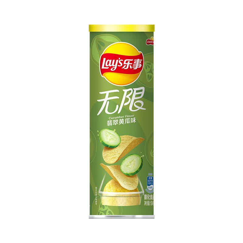 乐事（Lay's）无限薯片104g罐装休闲膨化零食品网红小吃年货礼包组合N 黄瓜味104g*1罐