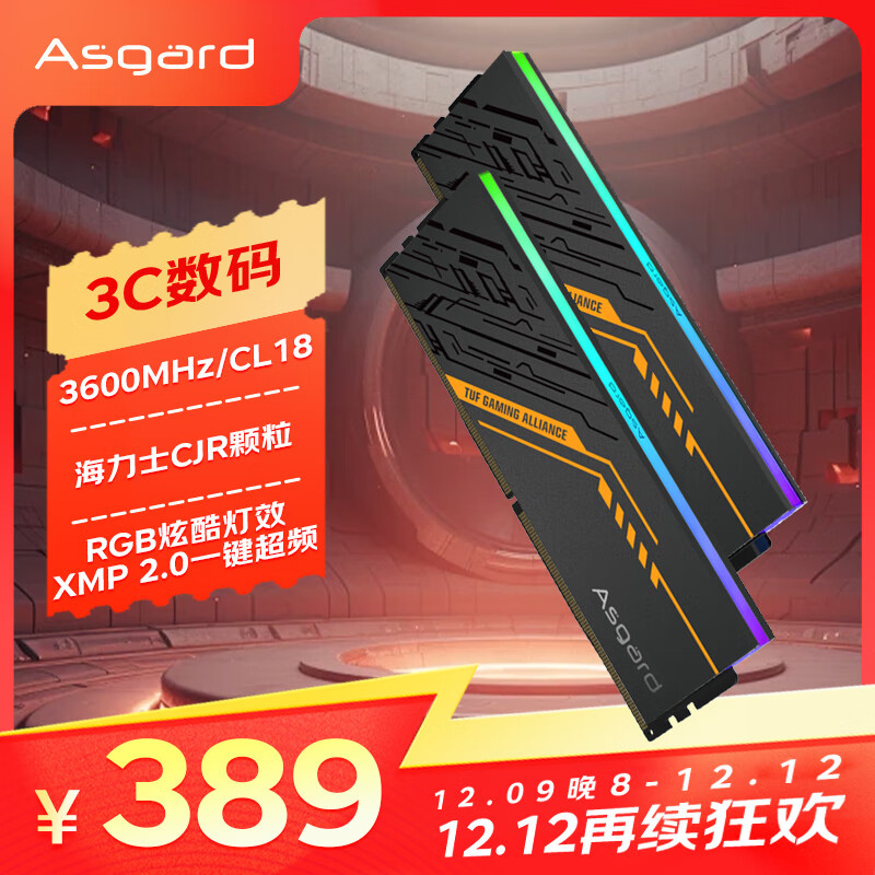 ��˹���أ�Asgard��32GB(16Gx2)��װ DDR4 3600 ̨ʽ���ڴ��� TUF������ RGB����  ����ʿCJR����
