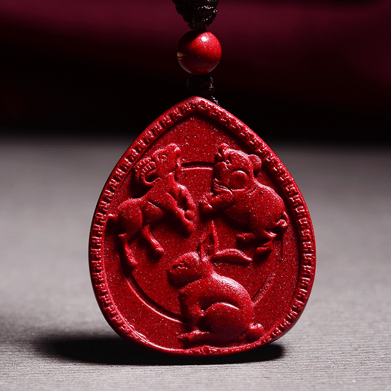 宫艳 属猪金刚杵2024年猪兔羊朱砂羊兔赐瑞生肖猪三合吊坠男友2024年