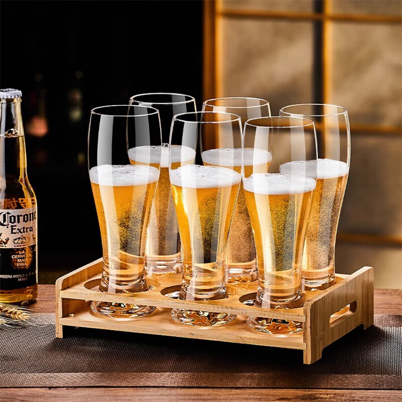 WINTERPALACE啤酒杯玻璃家用酒吧创意精酿小麦扎啤杯加厚大容量威士忌酒杯套装 6只装440ml