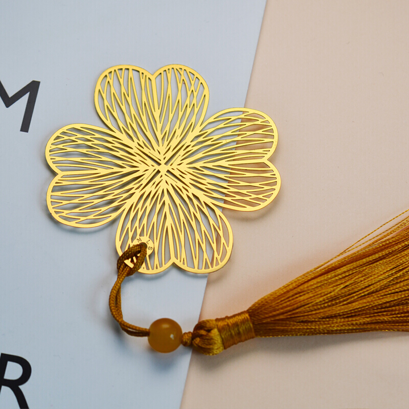 礼氏书匠叶之语四叶草精致金属镂空黄铜叶脉创意精美书签古典中国风