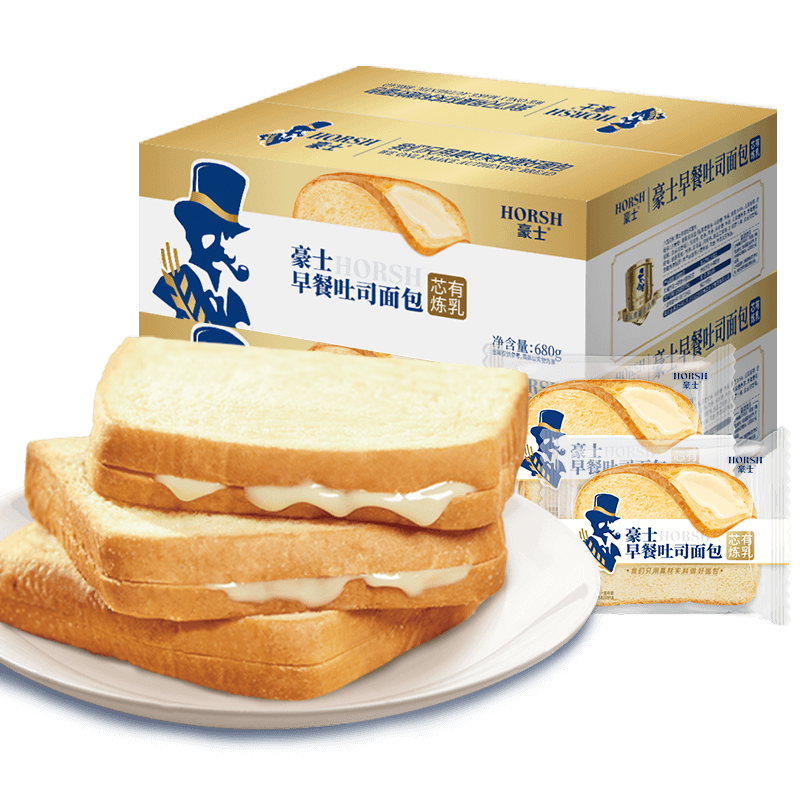豪士早餐吐司夹心面包夜宵小吃休闲零食品整箱网红 豪士早餐吐司680g*
