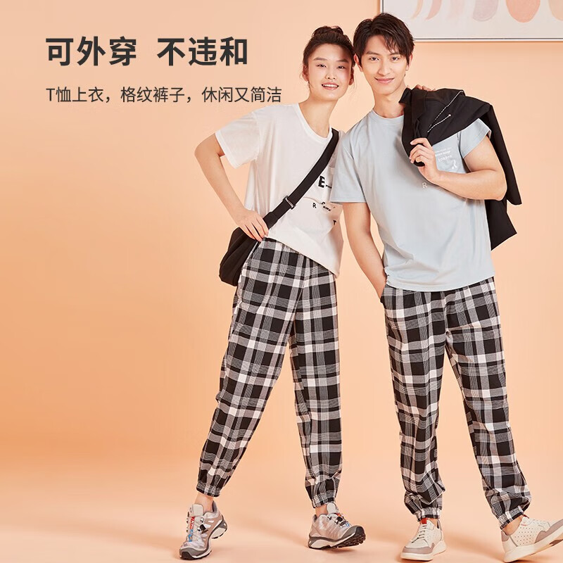 都市丽人睡衣女新款情侣睡衣透气不易静电宽松套头家居服四季套装4H22B8 白色-男款4H22B8 L