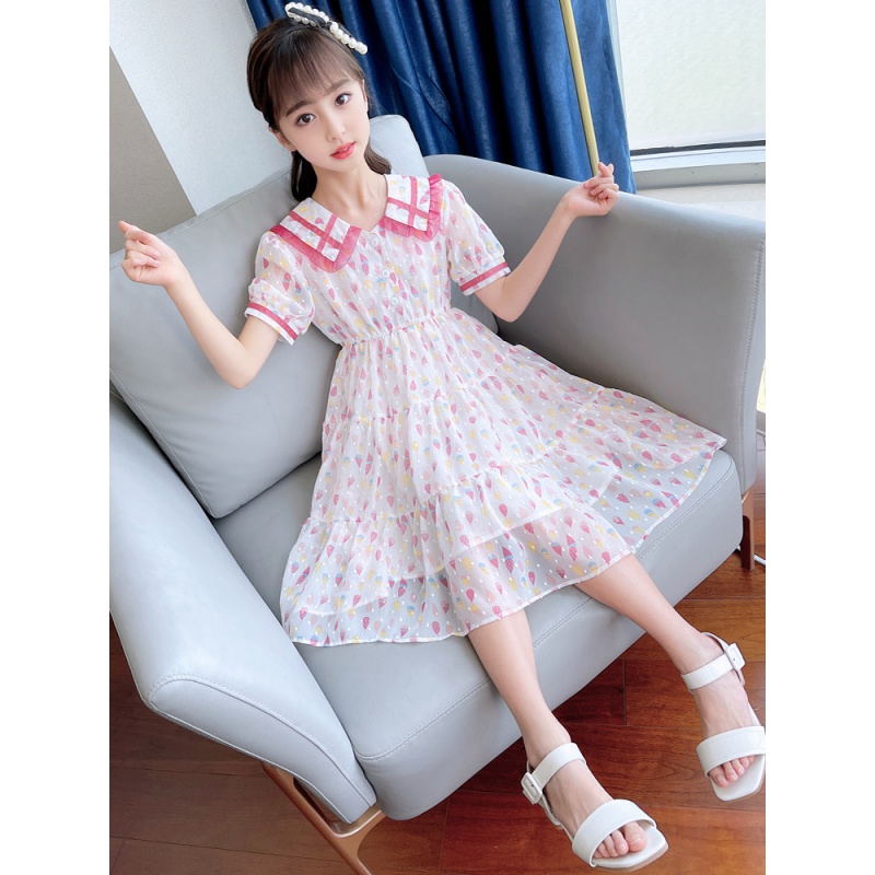 荷棠梦儿童裙子公主裙6女童连衣裙夏季新款8学生裙9-12岁长裙雪纺