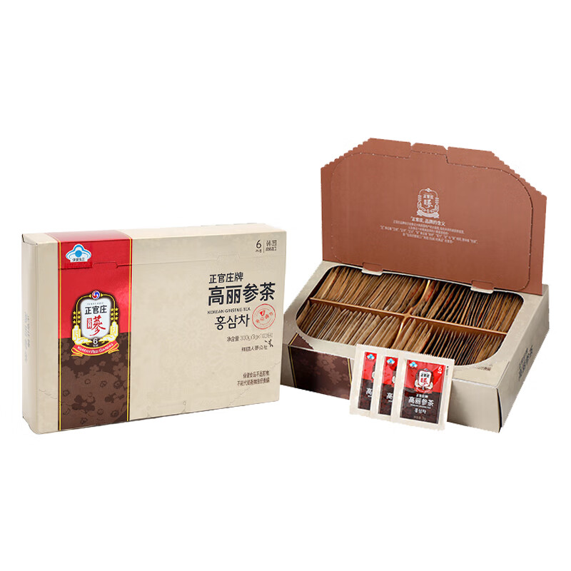 正官庄高丽参茶6年根红参人参茶300g(3g*100袋) 调节免疫原装进口七夕节