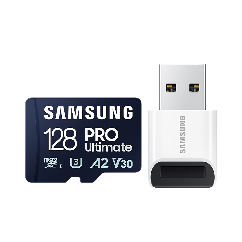 SAMSUNG 三星 128GB TF（MicroSD）U3 V30 A2读速200MB/S 4K 高速视频内存卡套装