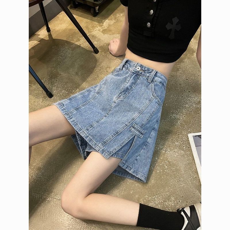 唐思薇高腰顯瘦牛仔短裙女夏季薄款寬松裙褲2025新款a字短褲裙半身裙子 主圖款 2XL (建議125-140斤)