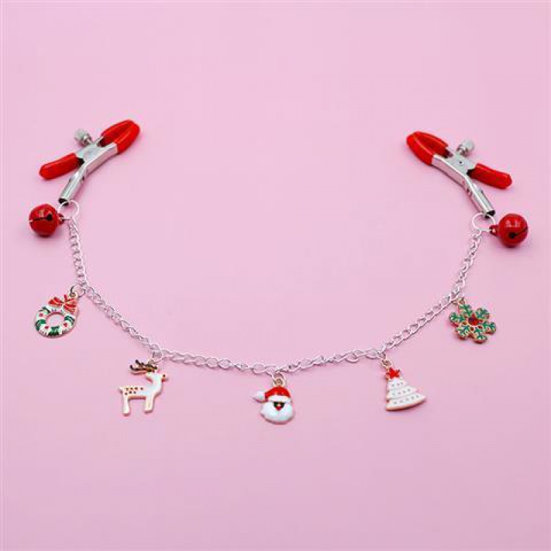 爱心圣诞节铃铛乳饰贴情趣用具乳夹胸夹调教惩罚女性玩具情趣用品女用