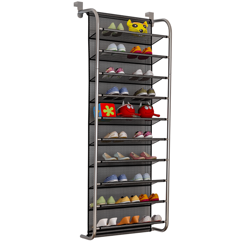 小媳妇门后鞋架多层简易家用经济型鞋柜壁挂式宿舍小鞋架子省空间 【10层-高151cm】黑色