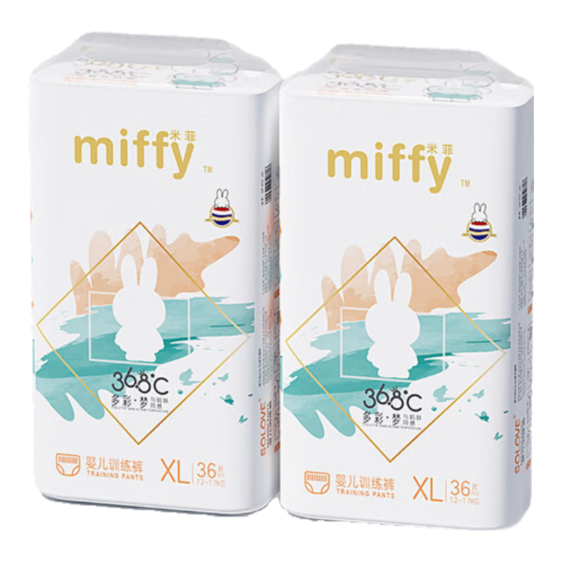 solove米菲多彩梦拉拉裤XL码72片(12-17kg)与肌肤同感拉拉裤箱装