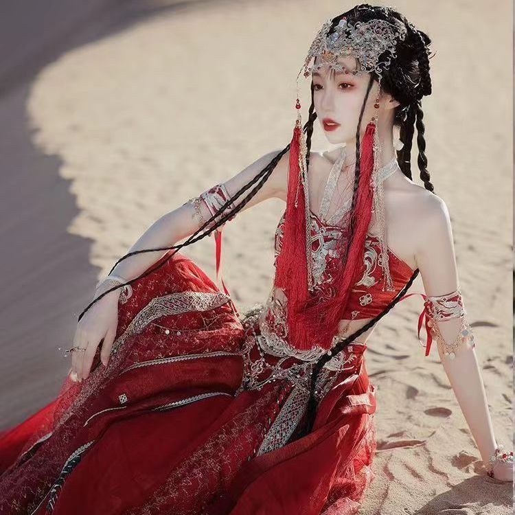 辉之枫敦煌飞天服装大漠公主异域风情襦裙舞台服装绣花西域风摄影国风